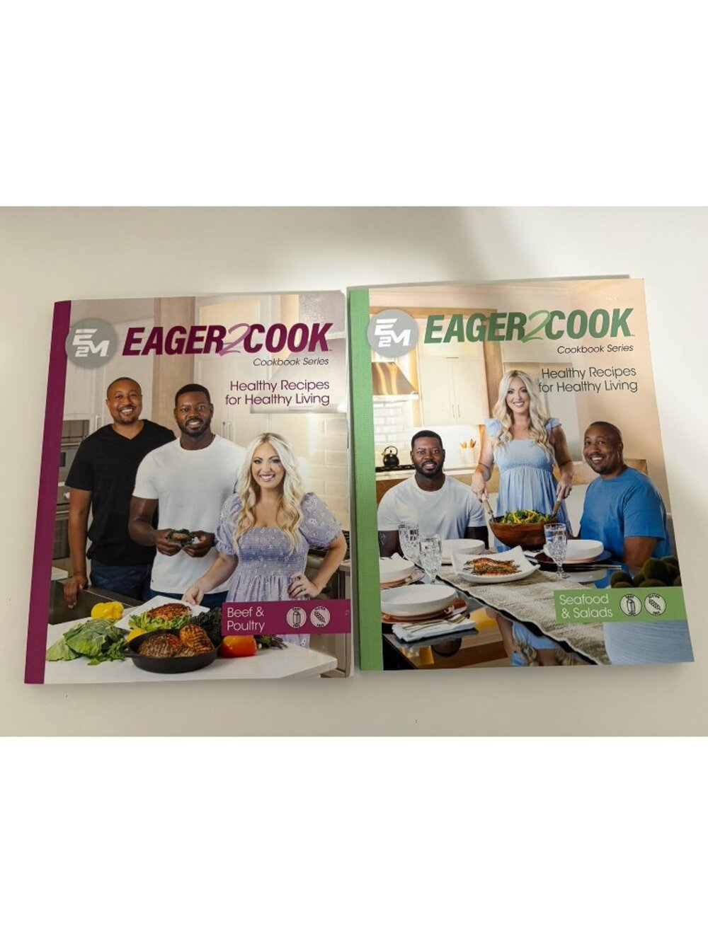 Eager2Cook Cookbooks Set Of 2 Healthy Recipe Seafood & Salads Beef & Poultry